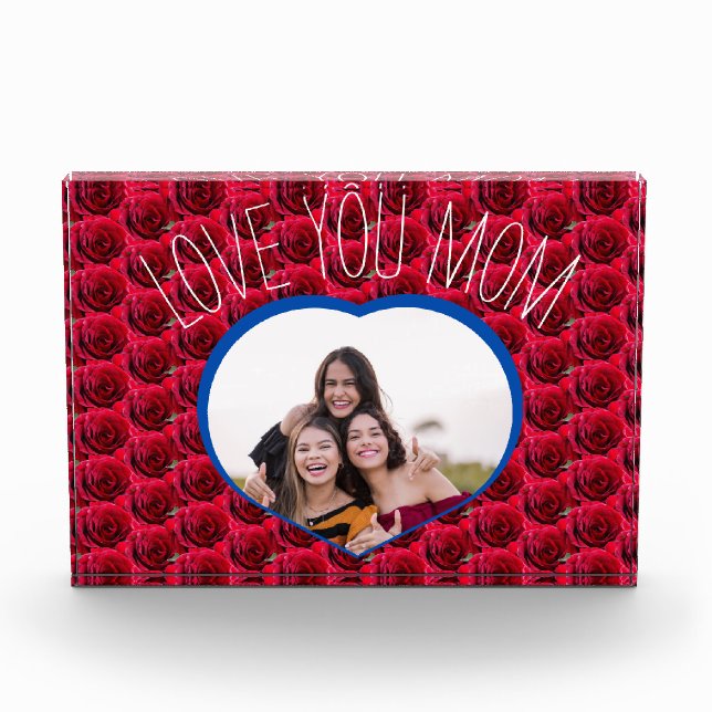 Bloc Photo AMOUR YOU MOM Rose Rouge Floral Heart Photo (Devant)