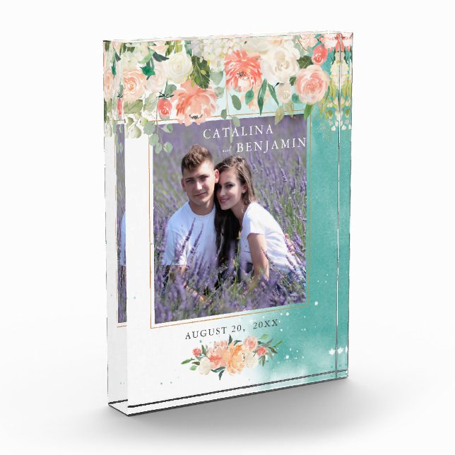 Bloc Photo Aquarelle Géométrique Blush rose Mariage Floral (Gauche)