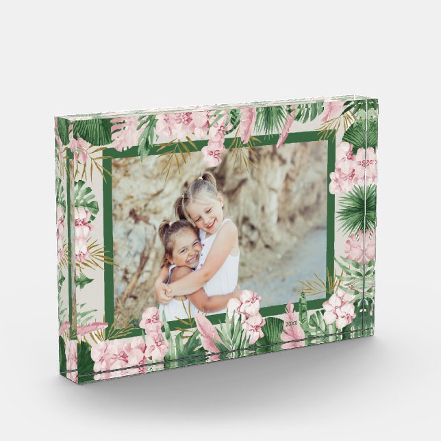 Bloc Photo Aquarelle tropicale Bordure florale (Gauche)