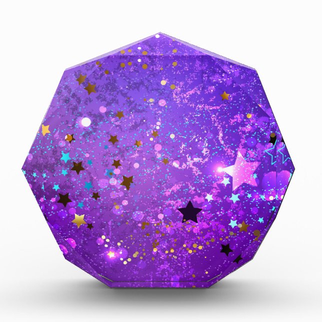 Bloc Photo Arrière - plan de feuille violet avec étoiles (Devant)