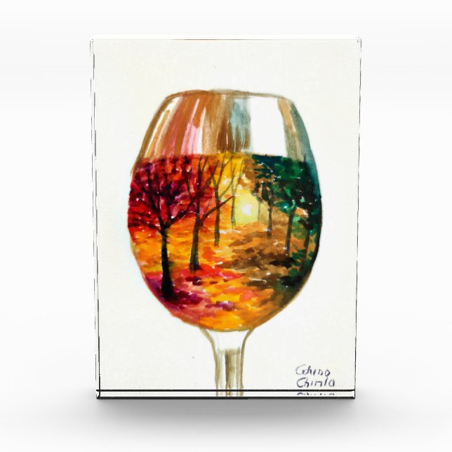 Bloc Photo Autumn story in a glass of wine   (Devant)