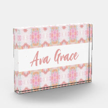 Ava Grace Imprimé Décoratif Blocs Acryliques