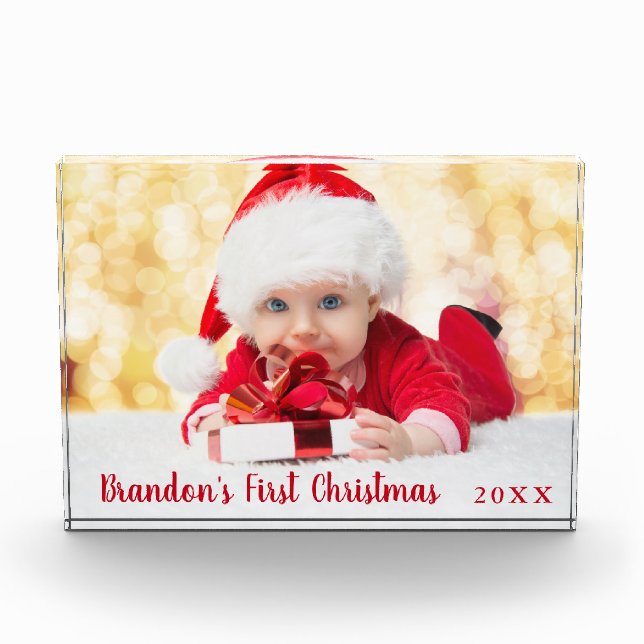 Bloc Photo Baby First Christmas Red Script (Devant)