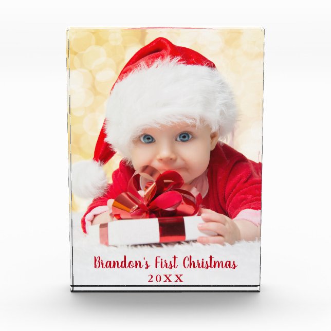 Bloc Photo Baby First Christmas Red Script L (Devant)