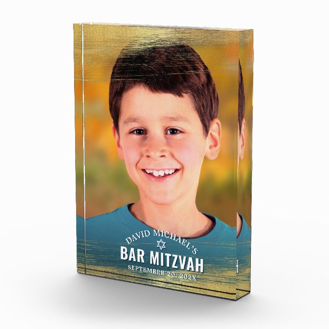 Bloc Photo Bar Mitzvah Gold Brush Audacieux Typographie moder (Droite)