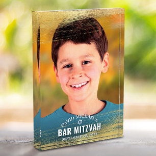 Bloc Photo Bar Mitzvah Pinceau Or Typographie Moderne Gras