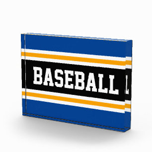 Bloc Photo BASEBALL Marine Bleu noir blanc jaune rayures