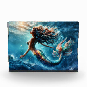 Bloc Photo Beauté de sirène aquatique éthérique en bleu profo