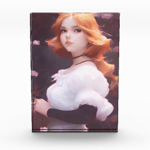 Bloc Photo Belle Jeune Fille Parmi Les Fleurs Roses Portrait