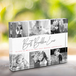 Bloc Photo Best Bubbie Ever Moderne Gris Script Collage perso