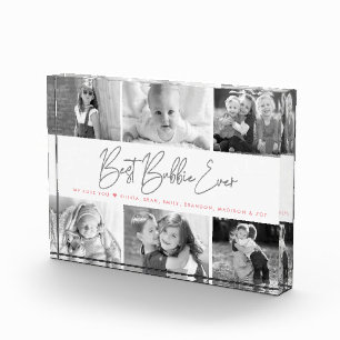 Bloc Photo Best Bubbie Ever Moderne Gris Script Collage perso