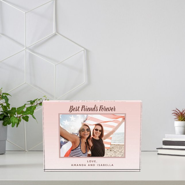 Bloc Photo Best Friends Forever photo personnalisée rose rose (Créateur téléchargé)