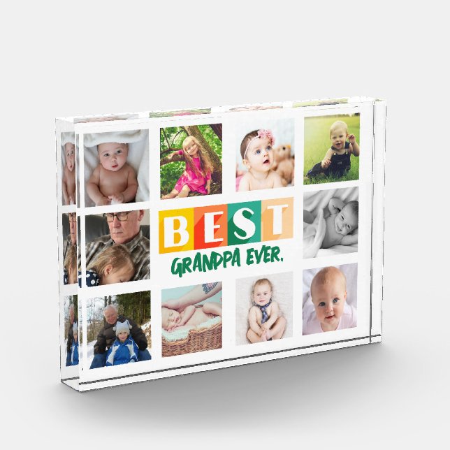 Bloc Photo BEST GRANDPA Photo Collage Personnalisé Moderne (Gauche)
