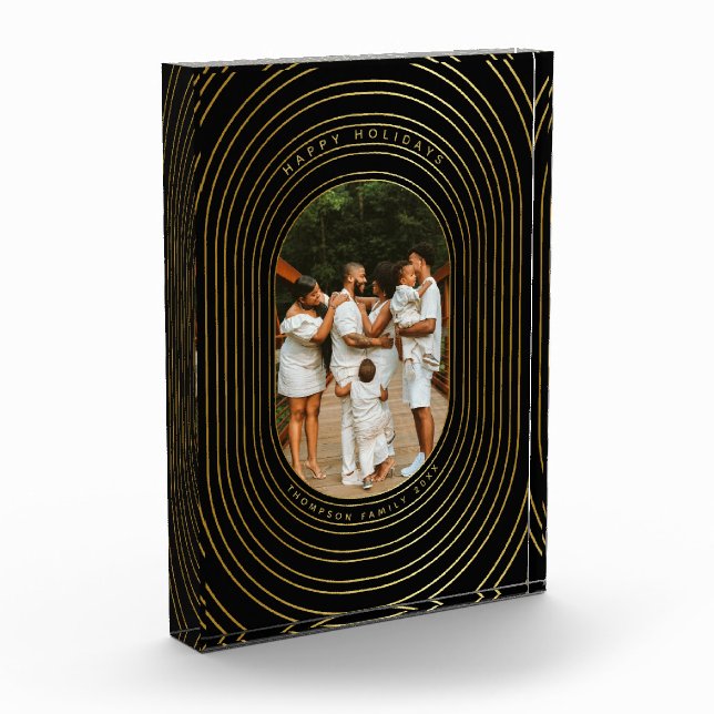 Bloc Photo Black Gold Custom Photo Family Bloc de Noël (Gauche)