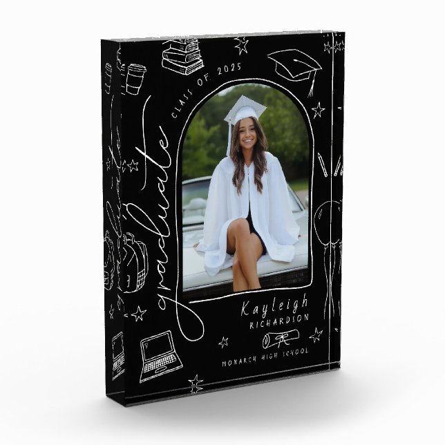 Bloc photo Black White Retro Scribble Graduation (Gauche)