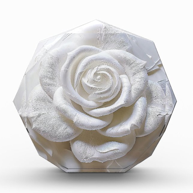 Bloc Photo Blanc sur blanc - Rose sculpté (Devant)