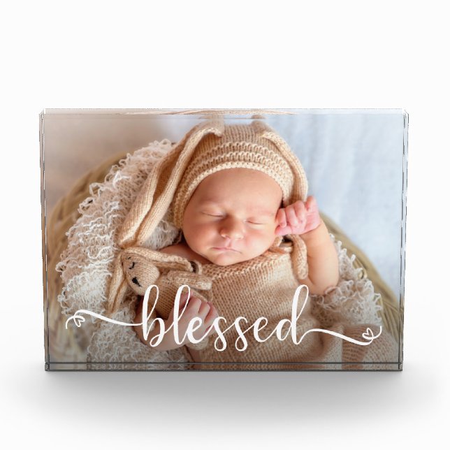 Bloc Photo Blessed Script Baby Photo Block (Devant)