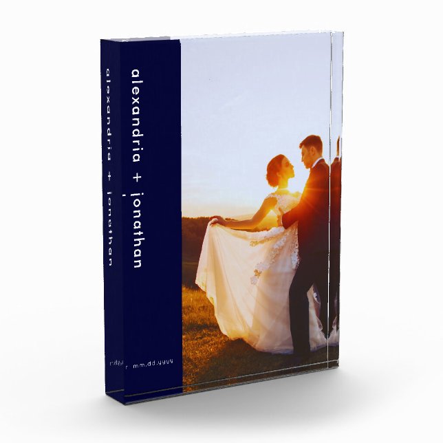 Bloc photo bleu minimaliste de la marine personnal (Gauche)