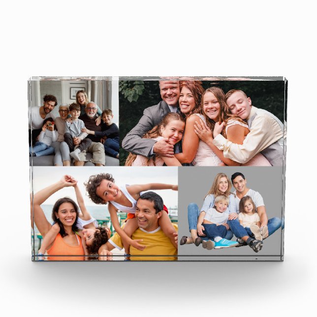 Bloc Photo Bloc acrylique personnalisé de famille de 4 photos (Devant)
