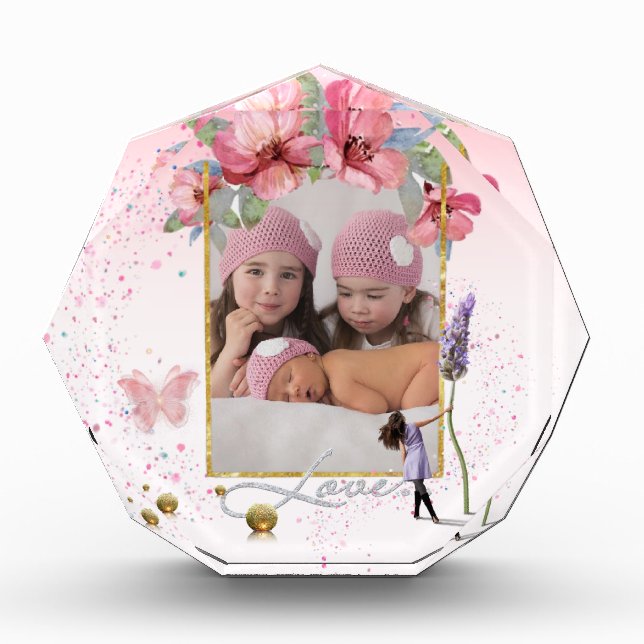 Bloc Photo Bloque para fotos personalizado con flores y amor (Devant)