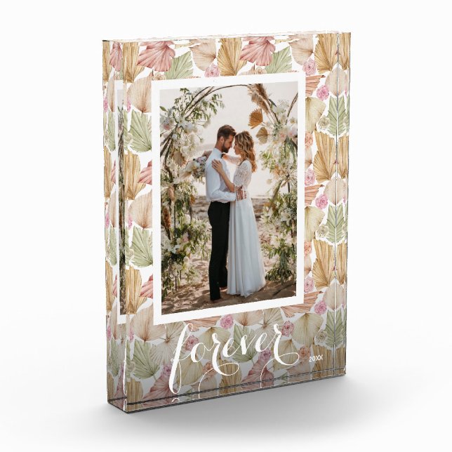 Bloc Photo Boho aquarelle Feuilles et Roses (Gauche)