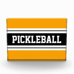Bloc Photo BolJaune noir blanc PICKLEBALL Stripes de course