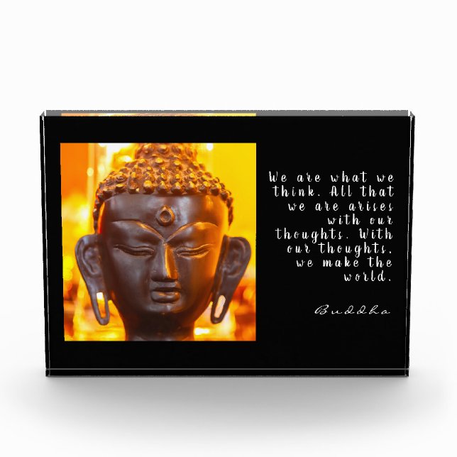 Bloc Photo Buddha Head Statue and Quote (Devant)