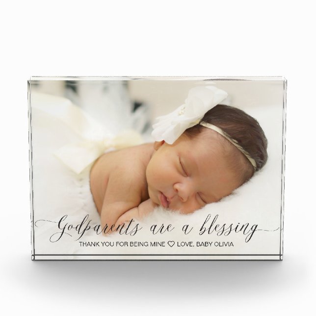 Bloc Photo Cadeau Baptême pour les parents d'enfants Simple S (Devant)