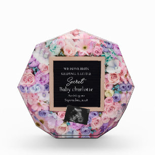 Bloc Photo Cadeau d'annonce de grossesse Cœur Floral Pastel