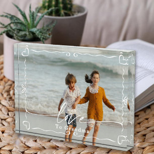 Bloc Photo Cadeau de grand-mère cœur doodle moderne