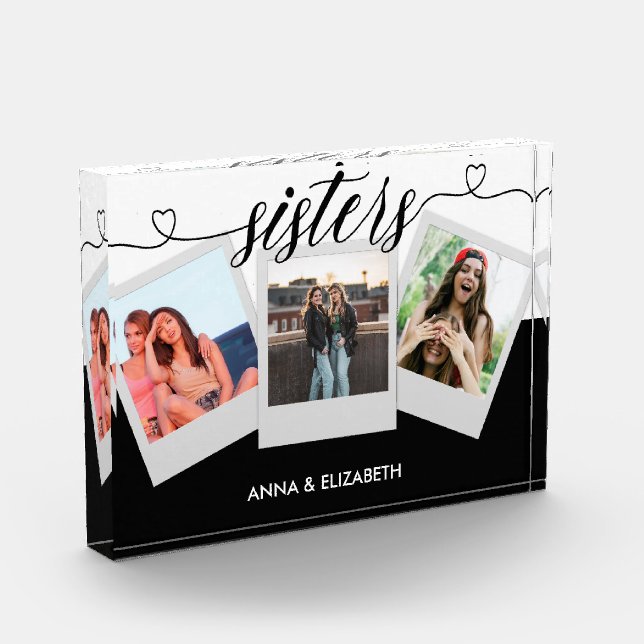 Bloc Photo Cadeau personnalisé pour soeur Script simple moder (Gauche)