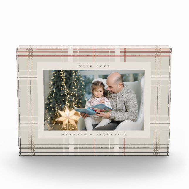 Bloc Photo Cadeau traditionnel Plaid Cosy Beige Cabine Noël (Devant)