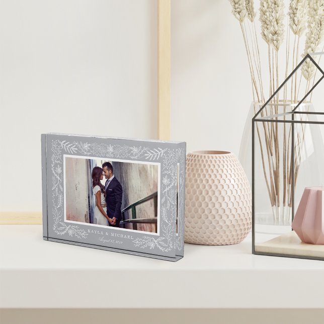 Bloc Photo Cadre botanique gris élégant | MARIAGE (Créateur téléchargé)