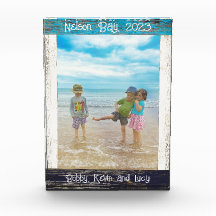 Cadre en bois rustique bleu blanc de plage Texte 5