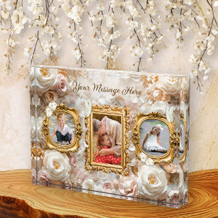Bloc Photo Cadre photo Collage Baroque Fleurs Or Douce