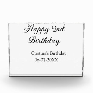 Bloc Photo calligraphie simple minimum heureux 2e anniversair
