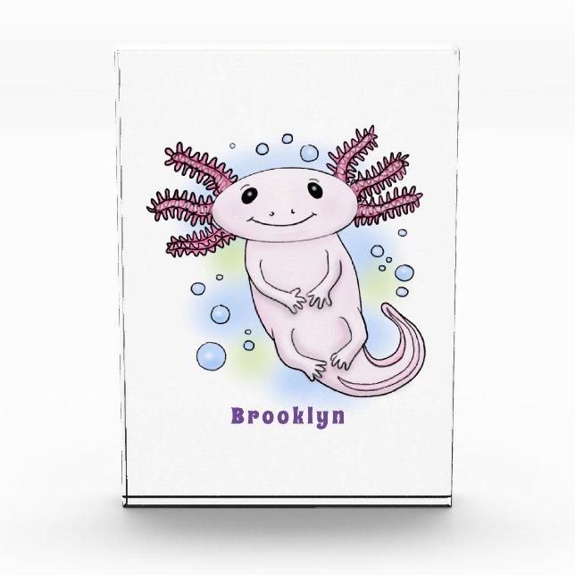 Bloc Photo Caricature axolotl rose adorable (Devant)