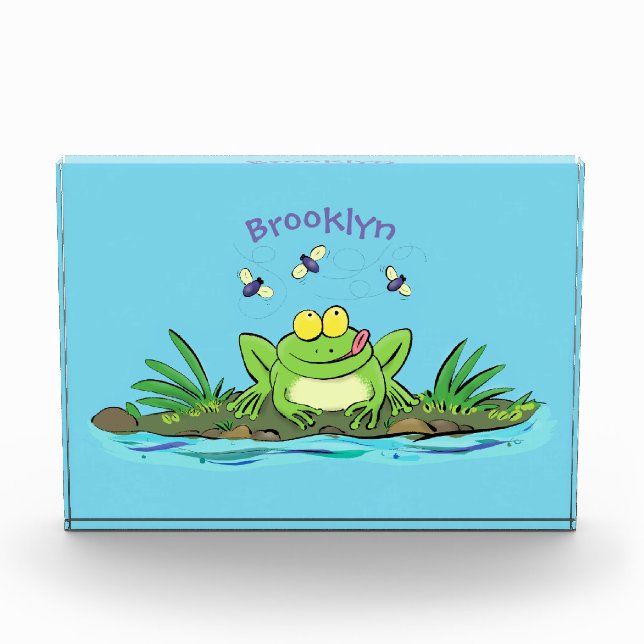 Bloc Photo Caricature de grenouille vert mignon (Devant)