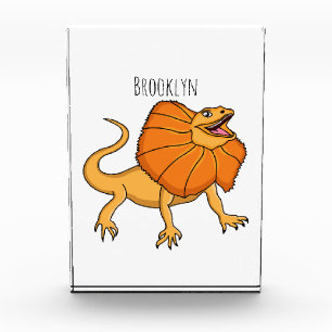 Bloc Photo Caricature de lézard à col frisé orange