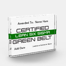 Certifié Lean Six Sigma Green Belt Award