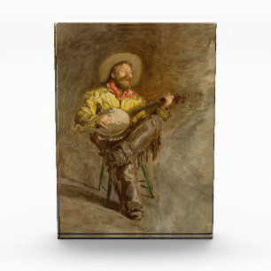 Bloc Photo Chanter Espagnol Cowboy à Banjo jouer à la chanson