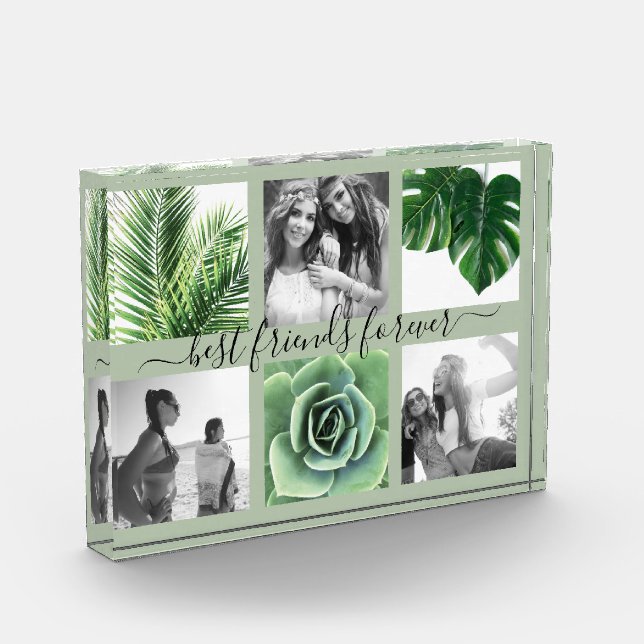 Bloc Photo Chic sauge vert meilleurs amis pour toujours photo (Gauche)
