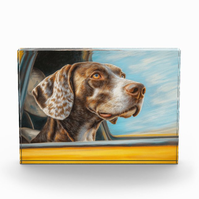 Bloc Photo Chien tacheté sur une voiture Aventure Art Imprime (Devant)