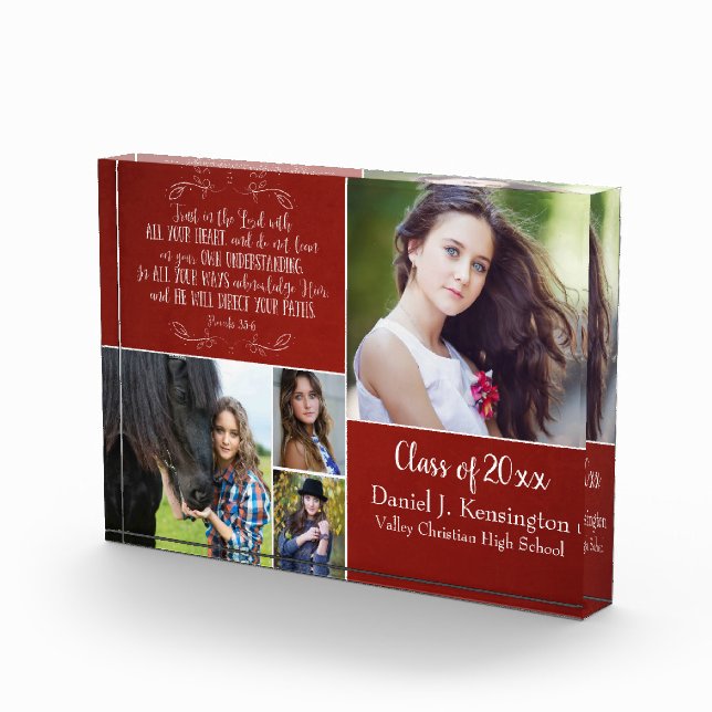 Bloc Photo Christian Bible Verse Graduation Photo Collage Rou (Droite)