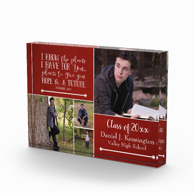 Bloc Photo Christian Bible Verse Graduation Photo Collage Rou (Droite)