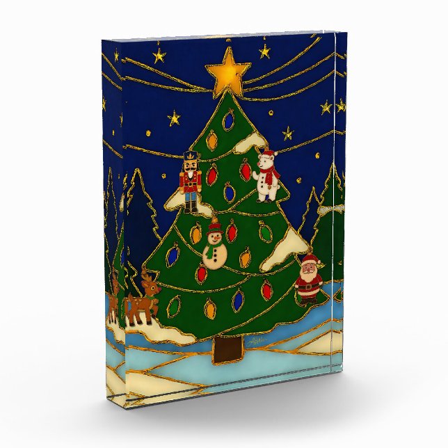 Bloc Photo Cloisonne Art Whimsical Forest Classic Christmas  (Gauche)