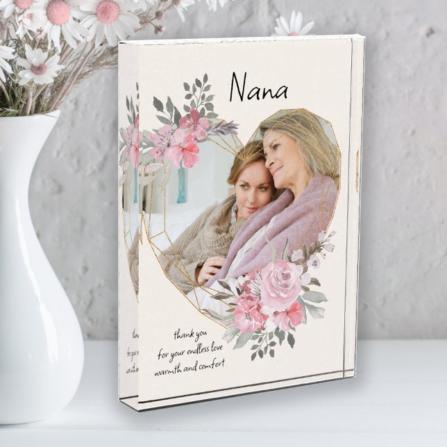 Bloc Photo Coeur géométrique rose floral Nana (Créateur téléchargé)