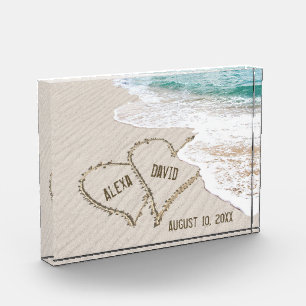 Bloc Photo Coeurs de plage mariages avec noms