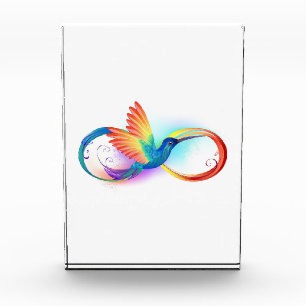 Bloc Photo Colibri arc-en-ciel avec symbole Infinity