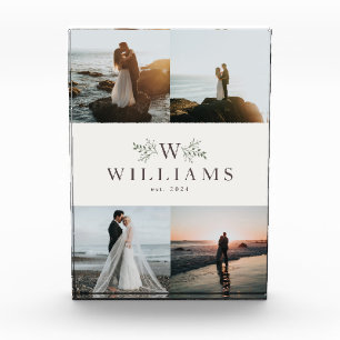 Bloc Photo Collage de mariage de jeunes mariés avec monogramm